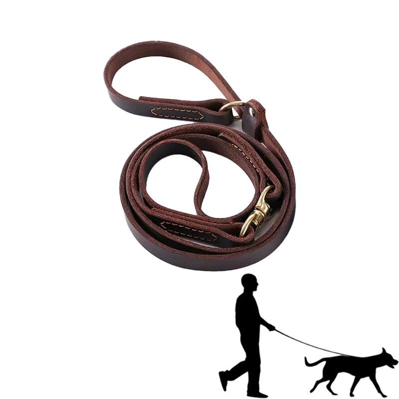 Premium Leather Dog Leash With Swivel Snap Hook Large Breeds German Shepherd Golden Retriever Strong Pull Control