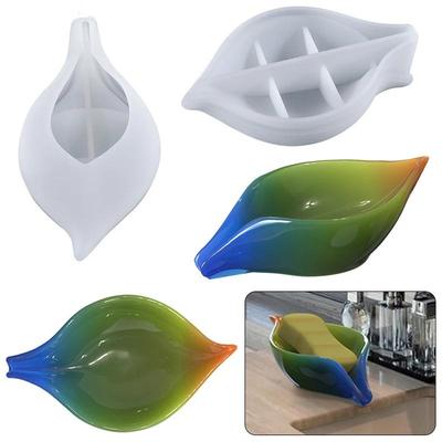 1 Piece DIY Handmade Leaf Shape Soap Dish Silicone Mold Drain Soap Holder Box Mold Plate Storage Tray Mold Tray Gadget