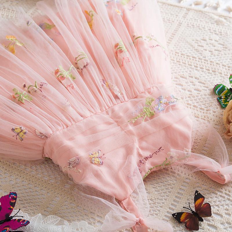 Princess Girl Summer Dress With Embroidered Flowers For Toddlers
