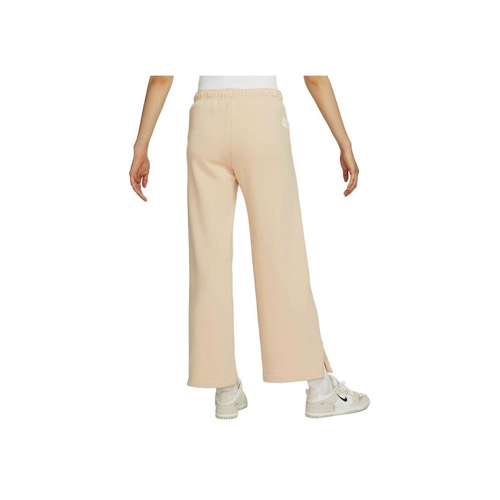 Nike Solid High-Waisted Wide-Leg Knit Sports Pants Women Pants Sand-White FZ4339-126