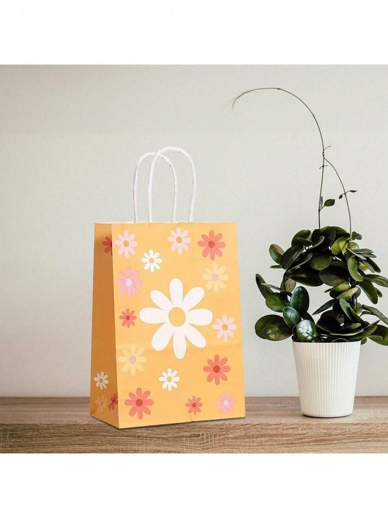 12pcs Sun Flower Theme Gift Bags Kraft Gift Bags Bulk Birthday Bags For Party Goody Gift Bags