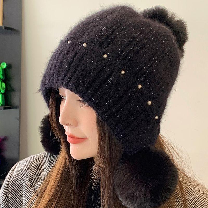 Winter Plush Hat Women's Fleece-lined Warm Earflap Knit Beanie Cycling Cold Weather Hat