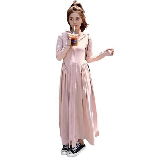 Felpa con Cappuccio da Donna Protezione Solare Cappotto Raffreddamento Corpo Intero Abbigliamento Solare Manica Lunga Costume da Bagno Copricostume Abito per Estate Spiaggia Pesca Escursionismo