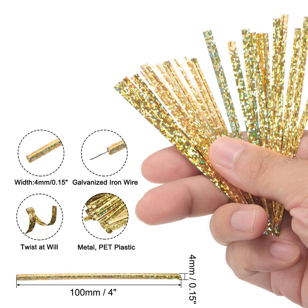 300pcs 100mm Kraft Paper Twist Ties Bread Candy Treat Bag Twist Ties for Wedding Party Wrapping Gift Bags