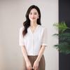 Silk Shirt Women's Fashion Short-sleeved Top Summer New V-neck Loose Mulberry Silk Shirt