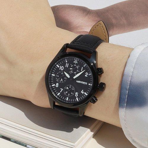 

[GEIGER] Мужские многофункциональные кожаные часы GEIGER GE8062BBBK GE8062BBBK