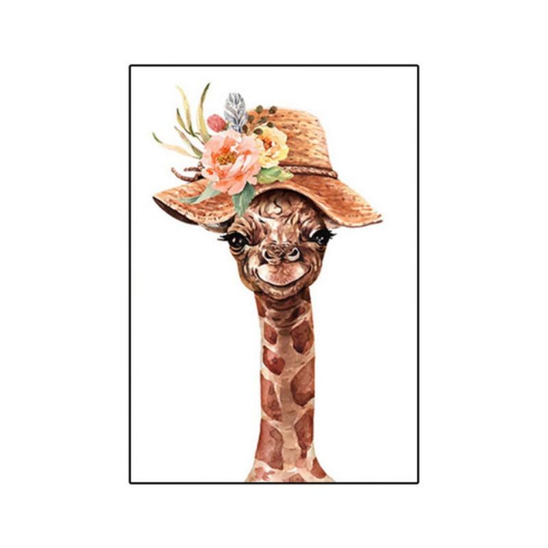 Cute Giraffe Poster Funny Animal Family Mural Canvas Print Wall Art Picture for Living Room Home Decoration Painting Gift Cuadro