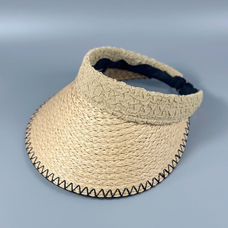 

New Arrival Seaside Vacation Raffia Woven Straw Hat Female Face Slimming Air Top Sun-Shade Sun Protection Hat Big Brim Breathable Khaki M(56-58cm)