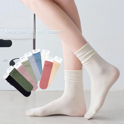 10 Paar Sommer Dünne Nylon Socken Damen Japanische Bonbonfarbe Hohe Taille Eis Seide Socken Weiblich Samba Freizeit Schuhe Kurze Socken