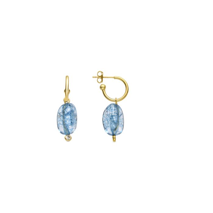 Boucles D'oreilles Luxenter En Argent 925 Et Cristal Bleu Foncé Finition or 18k - Xiua