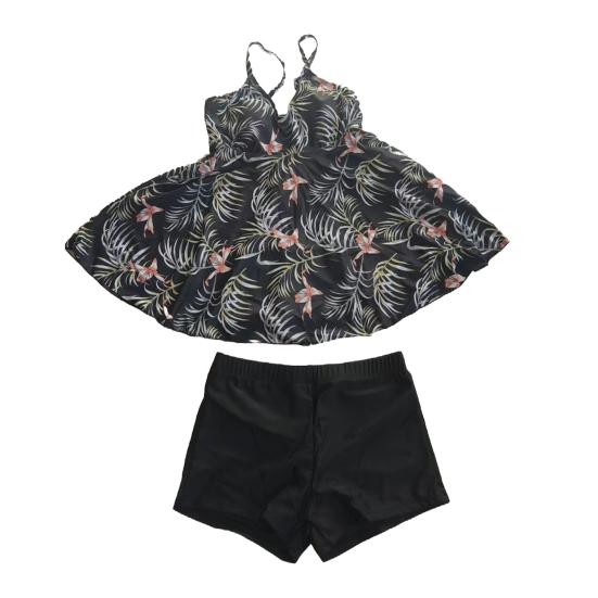 2Pcs/Set Women Tankini Set V-Neck Triangle Cup Swimsuit Tops Swimmiing Shorts Set Beach Style Swimwear