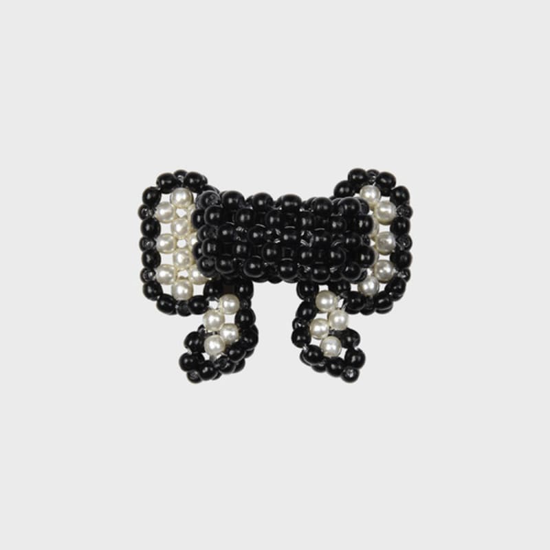 Eireve BEADED PEARL BOW RING (BLACK)