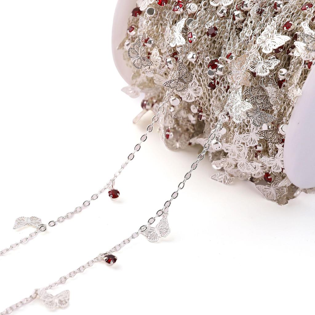 Chaîne Papillon Couleur Cuivre Diamant Rouge Pour Fournitures de Fabrication de Bijoux