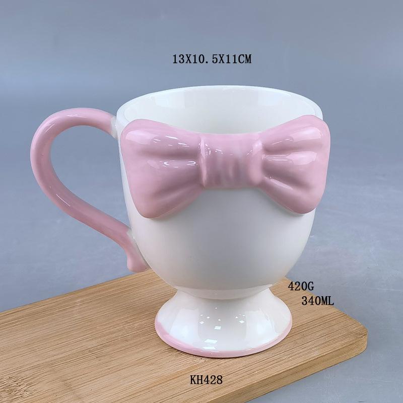 Creative Exquisite Girl Heart Bow Ice Cream Ceramic Cup High Value Coffee Mug Dessert Goblet 201-300ml