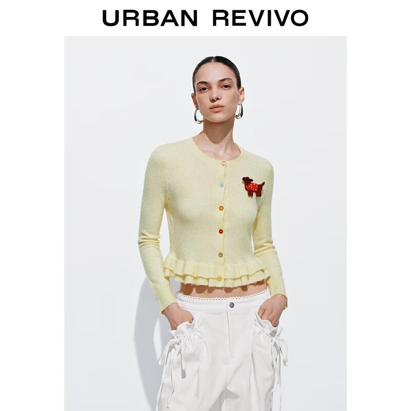 

UR Women s Felt Puppy Ruffle Knit Cardigan XS