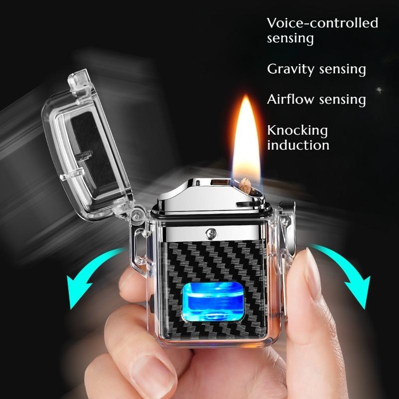 NEW Creative Intelligent Voice-controlled Lighter Transparent Waterproof Visible Case High-end Level Gift Cigarette Accessories