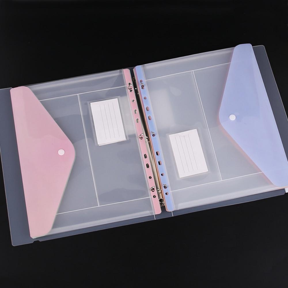 Plastic 11-hole Loose-leaf File Bag Transparent 3-hole Folder+6pcs Binder Pockets Document Pouch for Office and School Supply