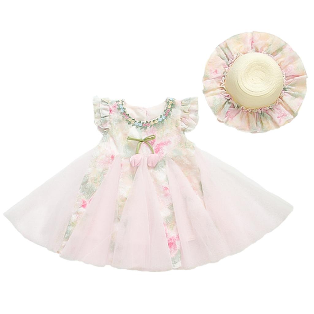 Girls Summer Floral Tulle Dress Sweet Princess for Toddlers