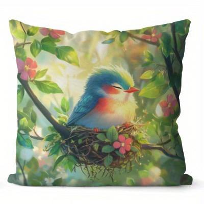 Colorful Birds In Nature Printed Pillow Covers Pattern Cushion Cover Suitable For Sofa Bedroom Car Pillow Cover