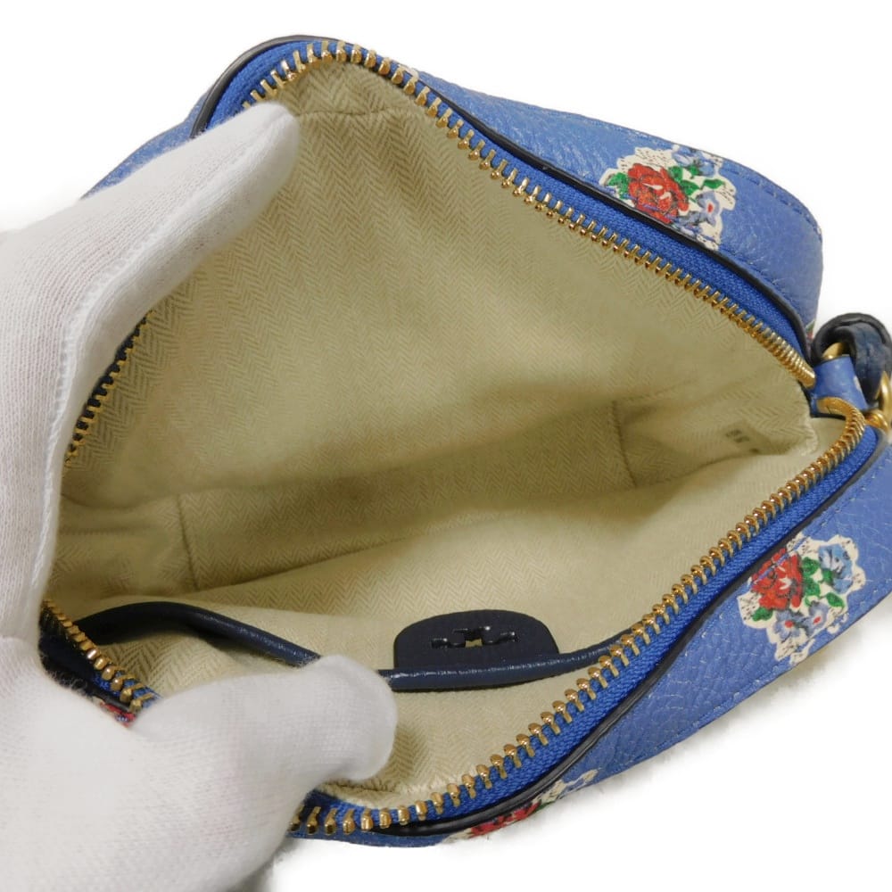 Used McGraw Floral Camera Bag (10833) 64449 7921 Floral Multicolor Chain Shoulder Bag with Double T Logo Blue Women's