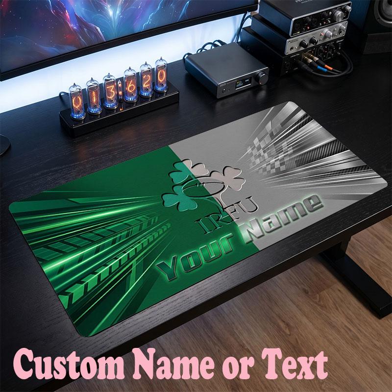 Ireland Rugby Customized Name Text Mouse Pad, Large Desk Mouse Mat Personalized Home Office Present