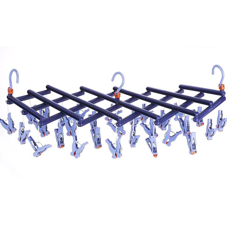 29-Clip Foldable Windproof Quick-Dry Multi-Functional Clothes Rack