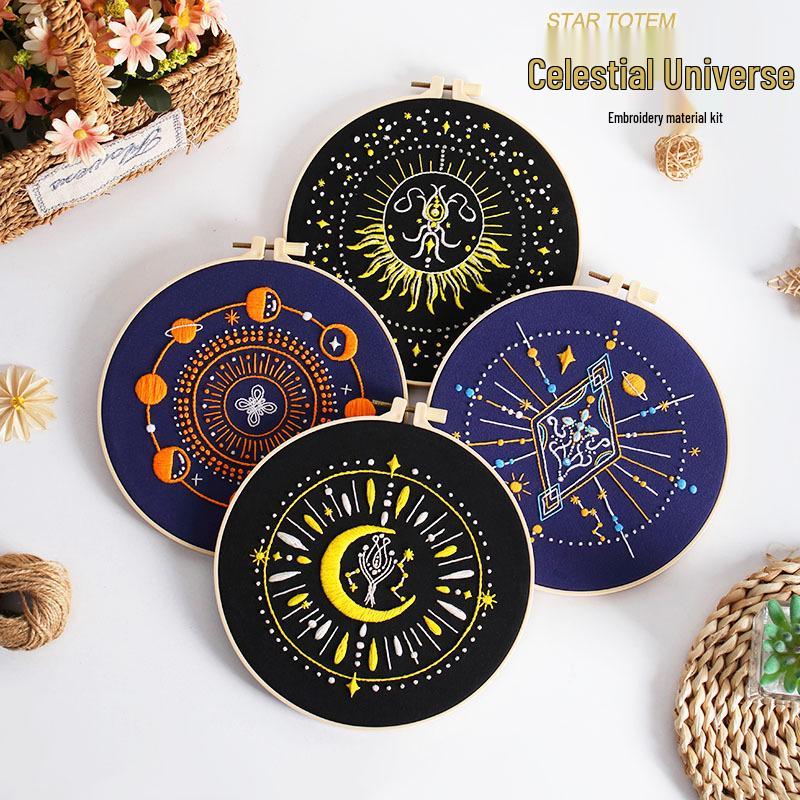 Celestial Embroidery DIY Kit: Moon, Sun & Universe Design
