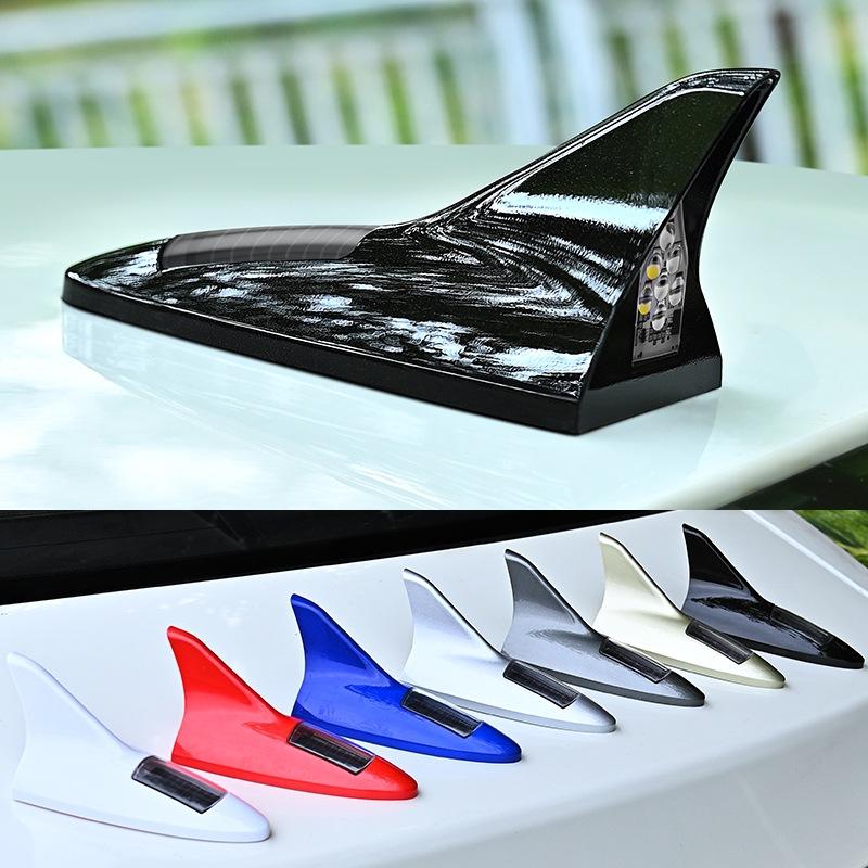 Car Solar LED Shark Fin Antenna Light Anti Collision Warning Lamp Universal Automobile Modeling Decorative Accessory