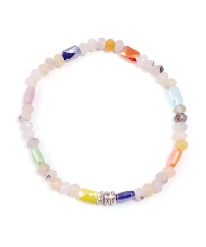 Color Mix Gemstone Bead Bracelet (PLT-BR-077_YL)