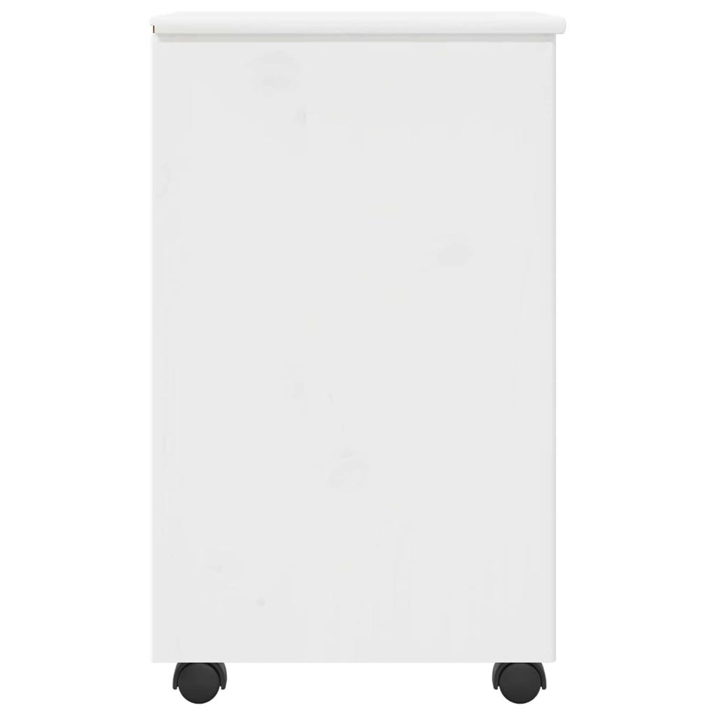 Rollcontainer mit Rädern Weiß 34 x 39 x 65,5 cm Massivholz Kiefer