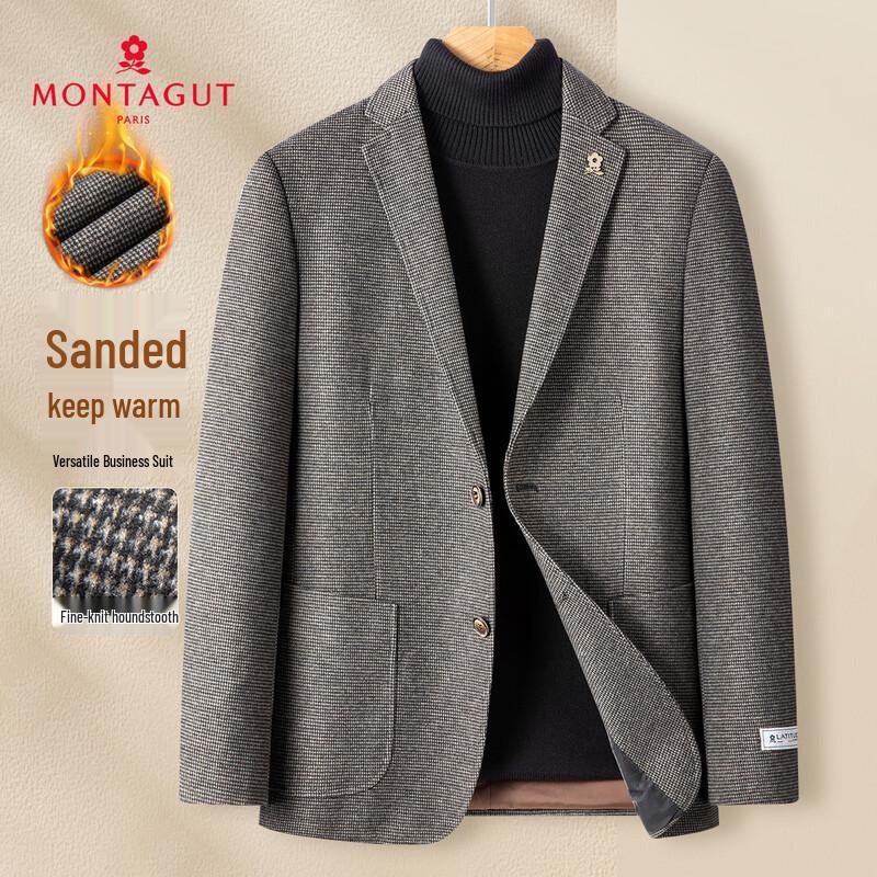 MONTAGUT Men s Houndstooth Business Suit Jacket 54