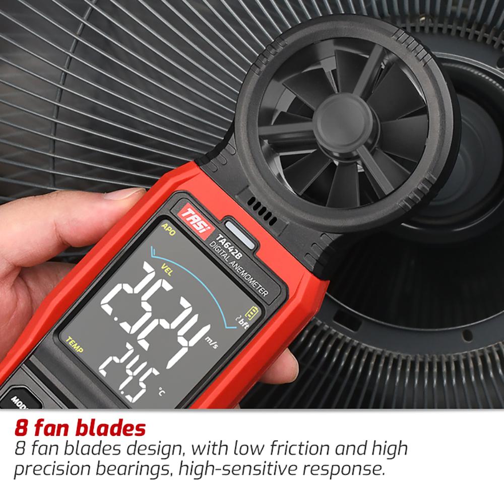 

TASI TA642A Цифровой анемометр Ручной измеритель скорости ветра Измерение скорости воздушного потока Температура ветра