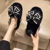 Fashion Casual Fluffy Slippers Women House Flats Elegant Love Bowknot Designer Shoes Ladies Indoor New Winter Fashion Platform Footwear