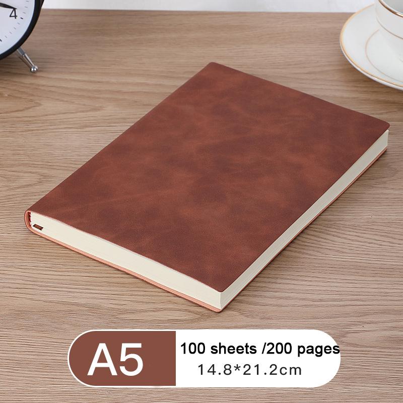 (Бесплатная гравировка логотипа.) Утолщенный деловой блокнот формата A5/B5, протоколы совещаний из мягкой кожи, студенческий блокнот, ежедневник на подкладке. A5 коричневый