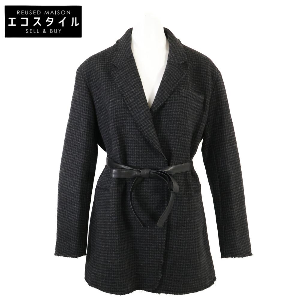 THIRD MAGAZINE A0843FJ 404 Black Wool Houndstooth Jacket Coat coat 9 blackUsed