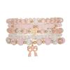 Hot Selling Girlfriend Bracelet Bohemian Pink Bow Pendant Bracelet Female Pearl Crystal Bracelet Set