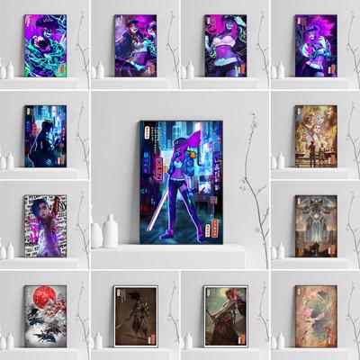 League of Legends Poster Aesthetic Vintage Gaming Wall Art Neon City Kda Sexy Akali Jinx Yasuo Anime Gamer Lover GIft Room Decor