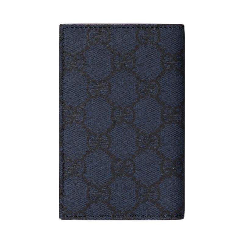 Gucci GG Supreme Ceramic Effect GG Details Leather Card Holder Men's Dark Blue