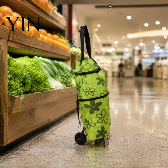 Sac de Courses Extensible à Roulettes Pliable avec Roulettes, Léger Portable Grande Capacité Chariot à Provisions Chariot, Trolley Imperméable en Tissu Oxford pour Et
