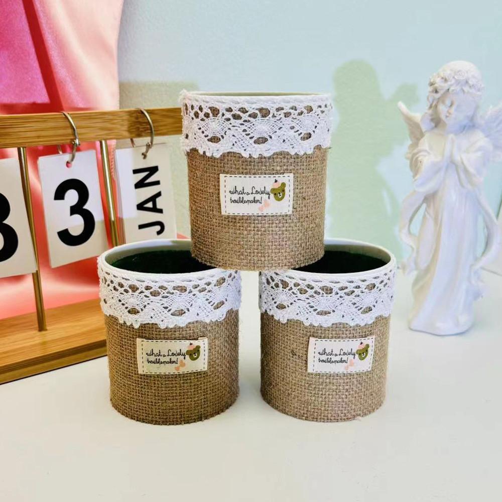 Gerades Leinenrohr mit Etikett Beflockung Blumentopf Gartenarbeit Blume Pflanze Werkzeug