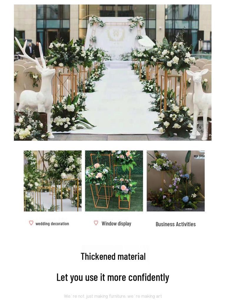 Iron Art Floral Stand for Wedding Aisle Decoration