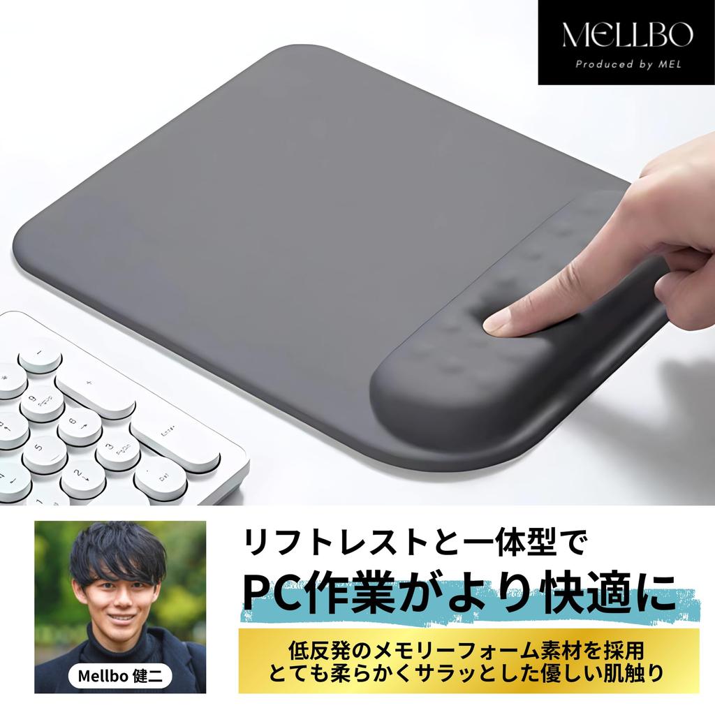 Mellbo Mouse Pad with Wrist and Palm Memory for Gaming Mice and Fits Reduces Wrist Navy Rest, Foam, Keyboards, Wrists, Strain,