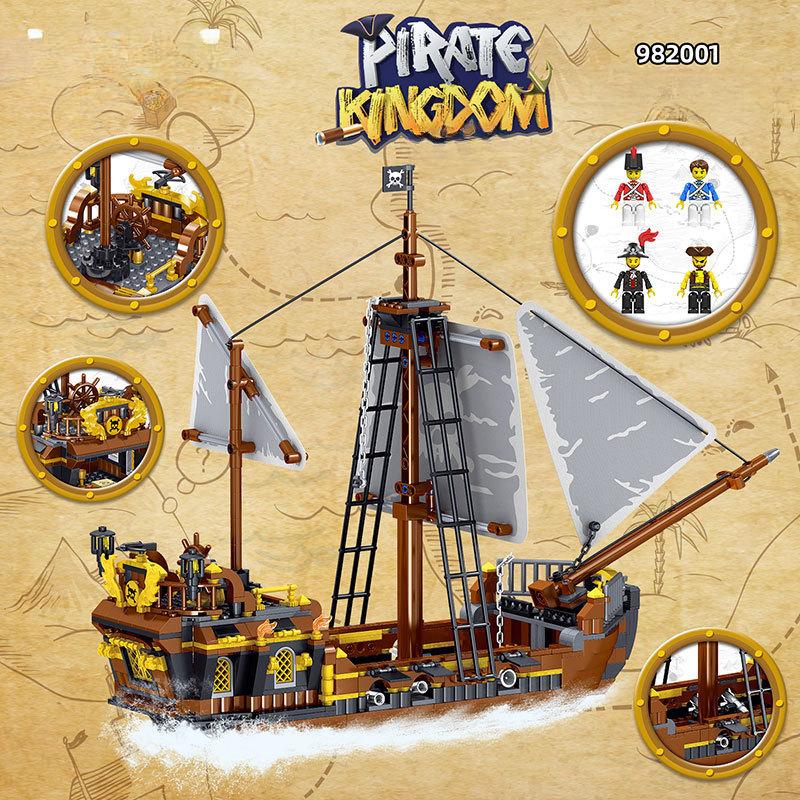 722pcs Creative Series Storm God Pirate Ship Building Blocks Toys Children's Building Blocks Toys