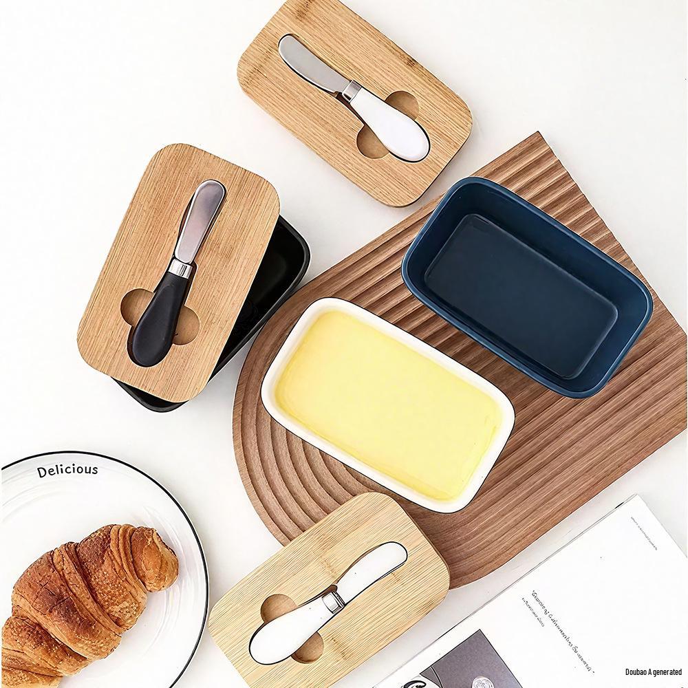 Multifunctional Butter, Cheese, and Jam Spreader with Wooden Box for Baking