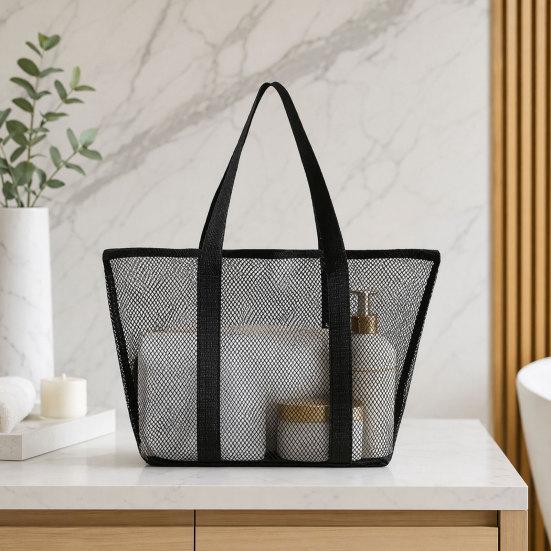 Mesh Beach Bag, Large Capacity Foldable Tote Bag, Sandproof Dirt-Resistant Portable Fitness Shower Bag, for Beach And Swimming Pool