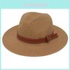 Panama Hat With Yellow Belt Summer Breathable Straw Sun Hat For Beach And Casual Wear