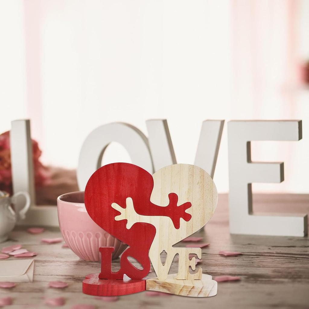 Romantic Wooden Heart Shaped Ornament Love Hug Themed Decor Exquisite Handmade Craft for Home Decoration Sweet  Valentines Day