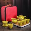 Travel Tea Set, Portable Storage Bag, Creative Ceramic Kung Fu Teapot, Tea Tray, Complete Set of Business Gifts