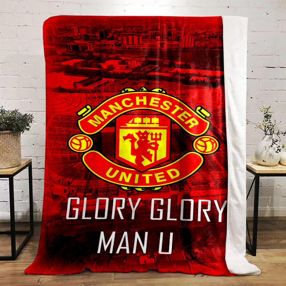 Soccer Theme Red Designed Flannel blanket for bedroom, living room, sofa, and nap