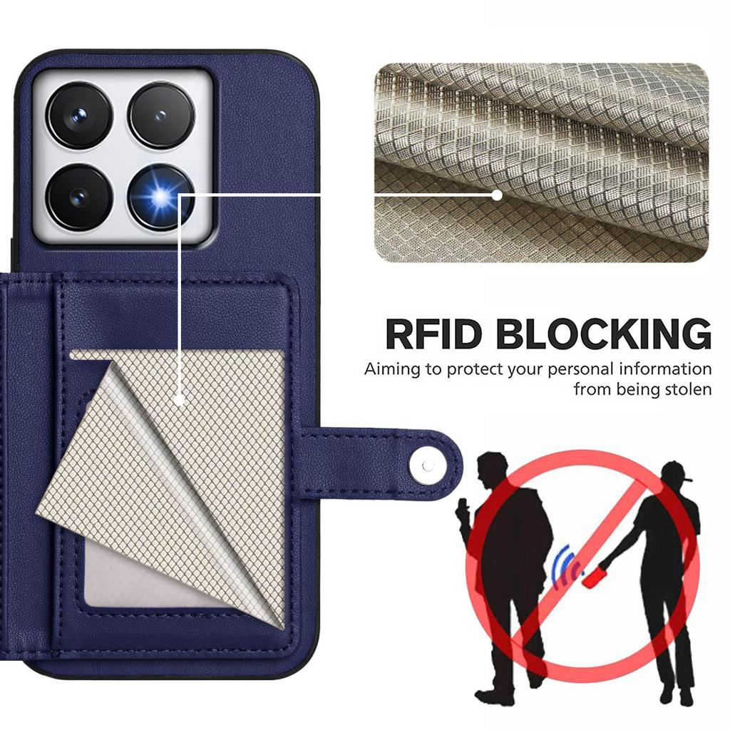 For Xiaomi 14T Pro Case RFID Blocking Card Holder Kickstand TPU + PU Leather Phone Back Cover
